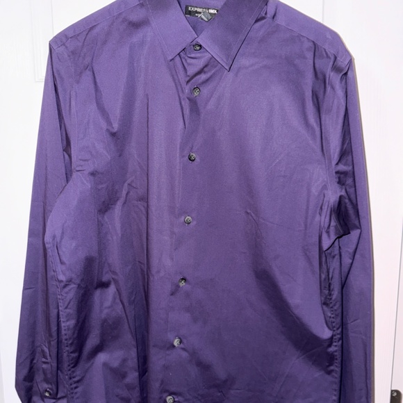 MENS EXPRESS 1MX FITTED DRESS SHIRT PURPLE - Picture 3 of 4